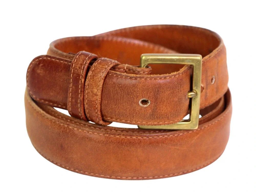 Coach 7600 USA TAN BROWN GENUINE LEATHER 1"Wd CASUAL DRESS MEN'S BELT 36/90 (X37